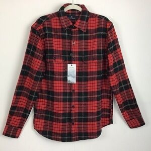 Rainforest cotton blend brushed flannel black and red plaid shirt. NWT M Sm W M